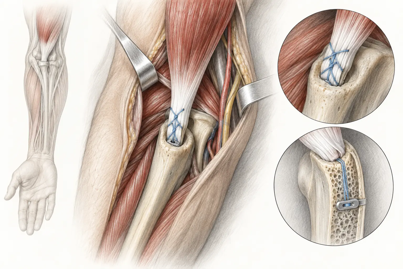 Réinsertion du biceps distal sur la tubérosité radiale