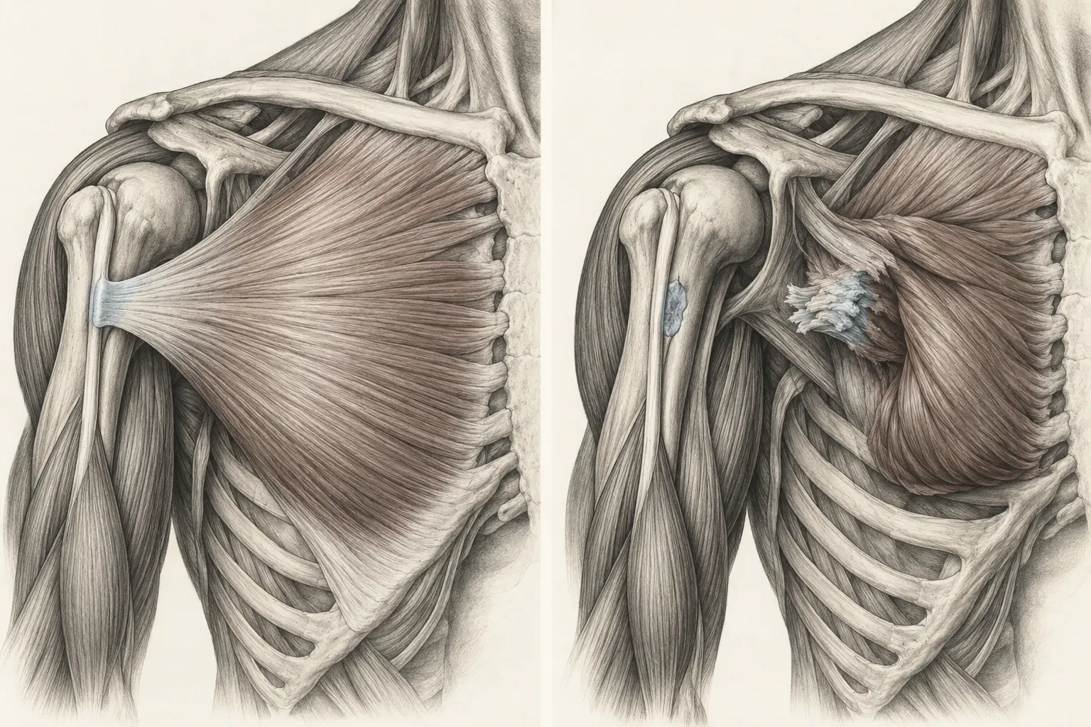 Anatomie normale et rupture humérale du grand pectoral